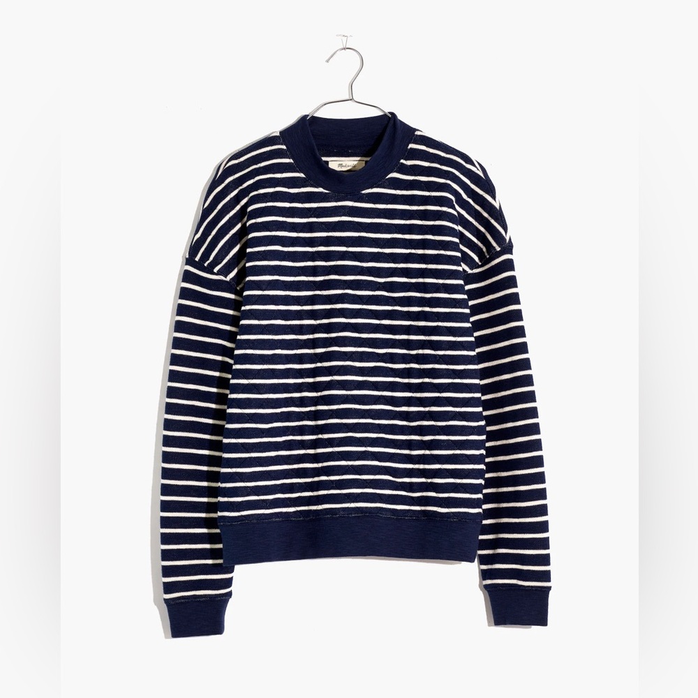 Madewell Quilted Studio Mockneck Striped Sweatshirt